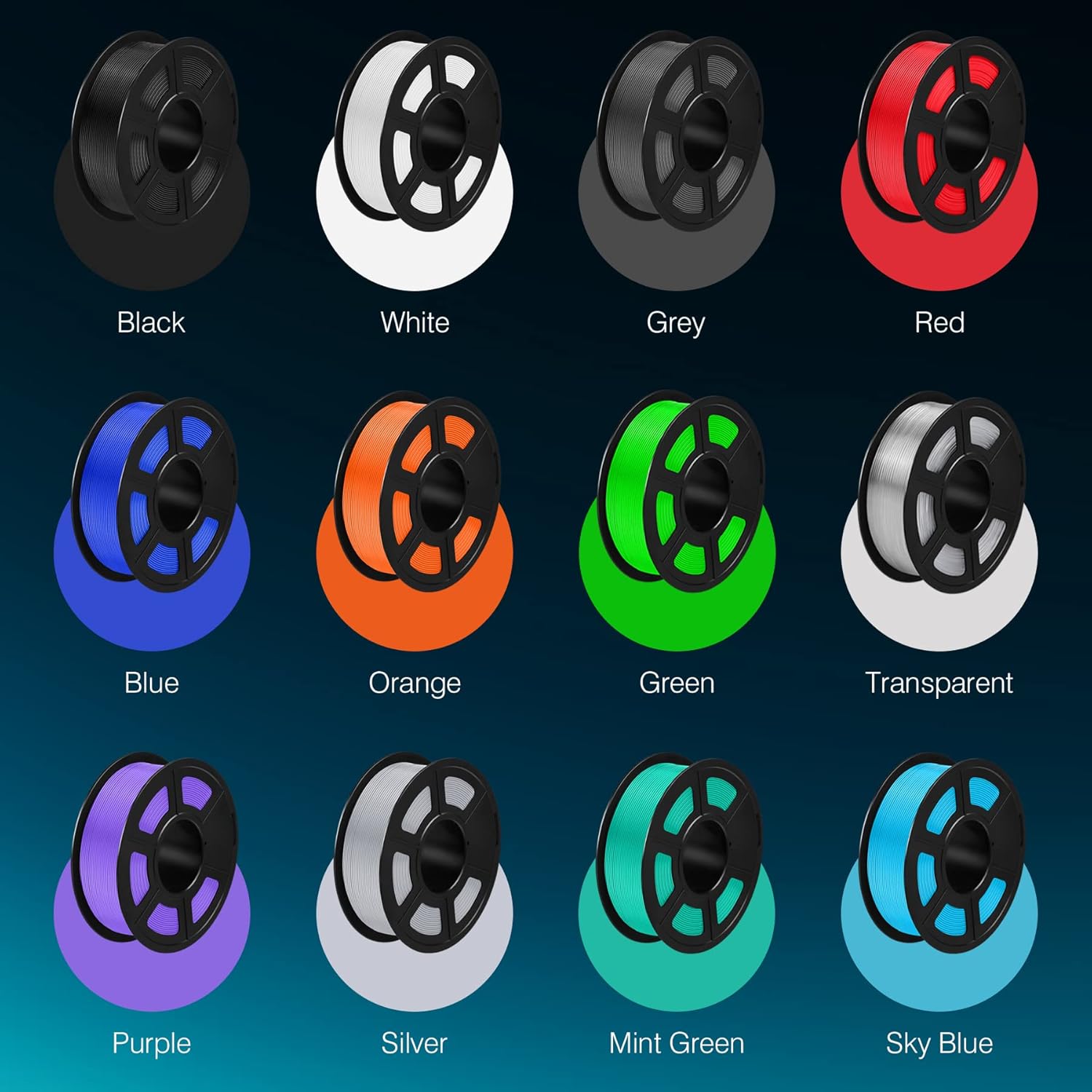 Sunlu PETG Filament 1.75 mm - Bobina 1 kg, Nero - immagine 8