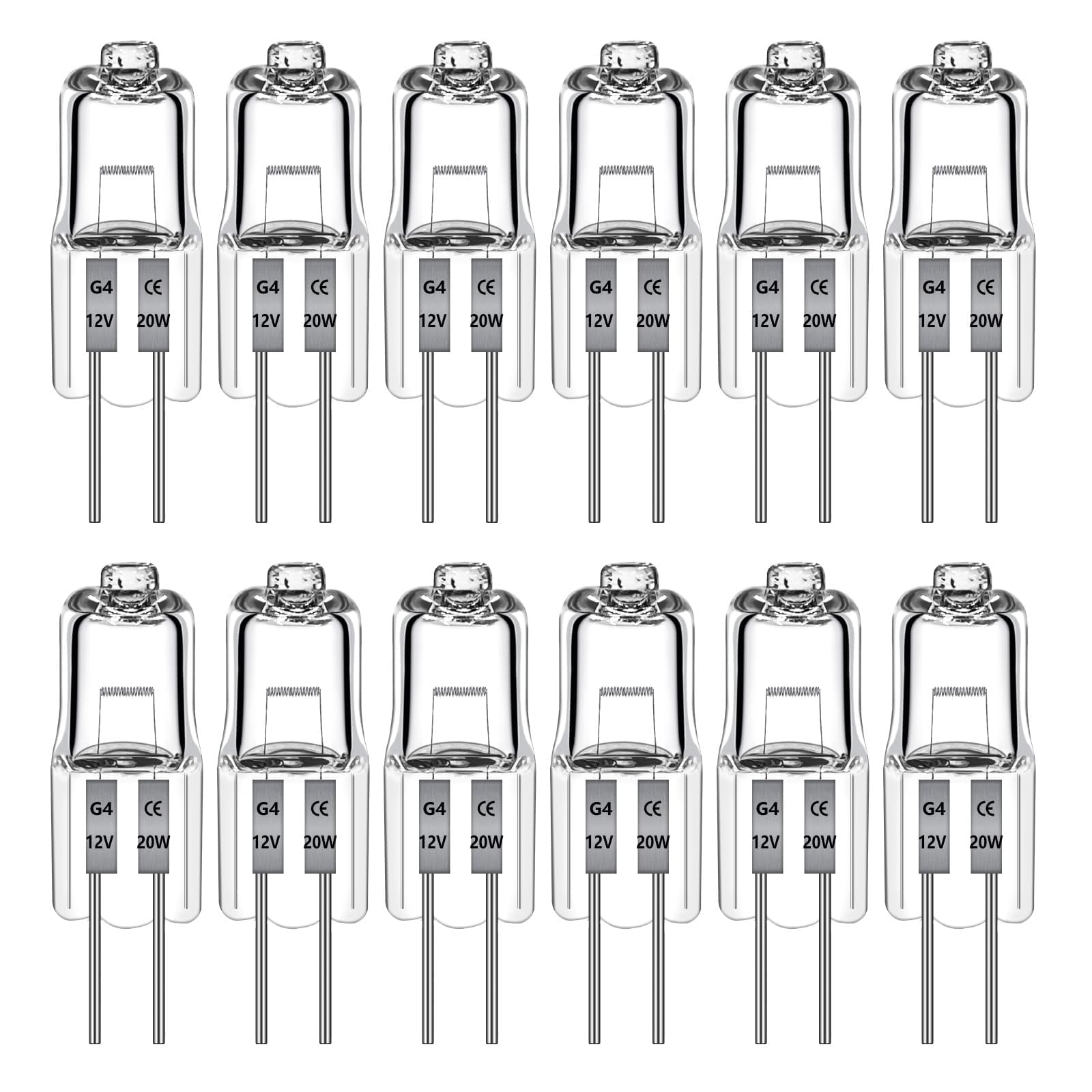 Lampadina G4 12V 20W Alogena - 12 Pezzi, Bianco Caldo 2700K