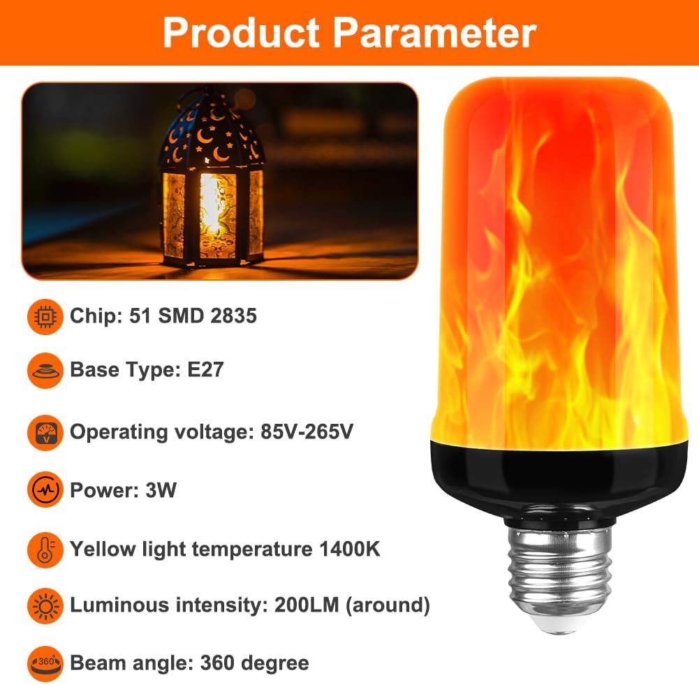 Auauy Lampadina Filamento LED Fiamma E27 3W (2pz) - immagine 3