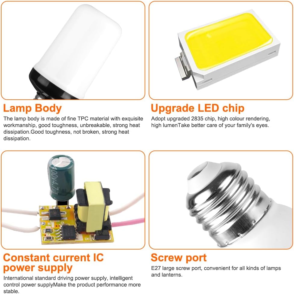 Auauy Lampadina Filamento LED Fiamma E27 3W (2pz) - immagine 4