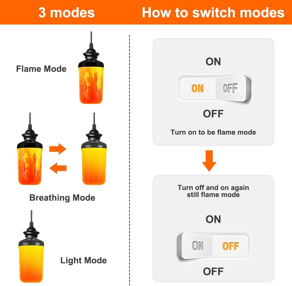 Auauy Lampadina Filamento LED Fiamma E27 3W (2pz) - immagine 5