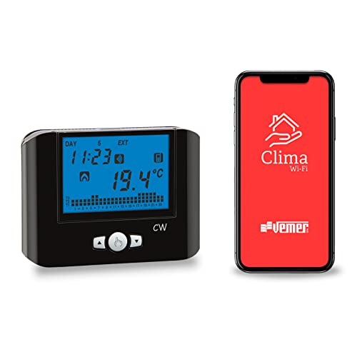 Vemer VE787200 CW - Termostato WIFI da Parete, Nero