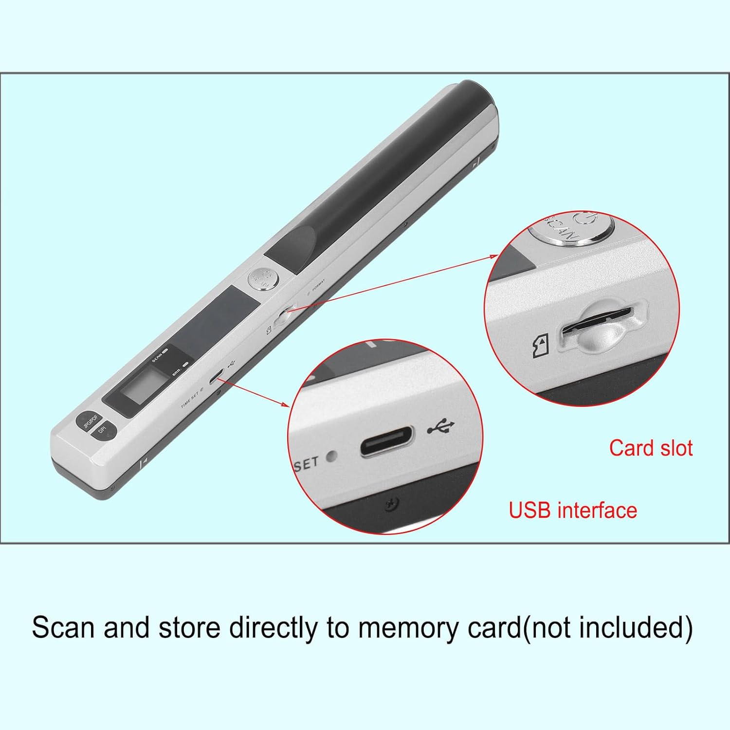 Scanner Portatile 900 DPI per Documenti A4, Argento - immagine 3