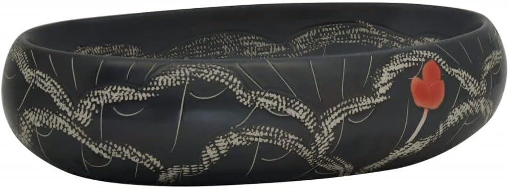 vidaXL Lavabo da Appoggio Nero Ovale 59x40x15 cm Ceramica