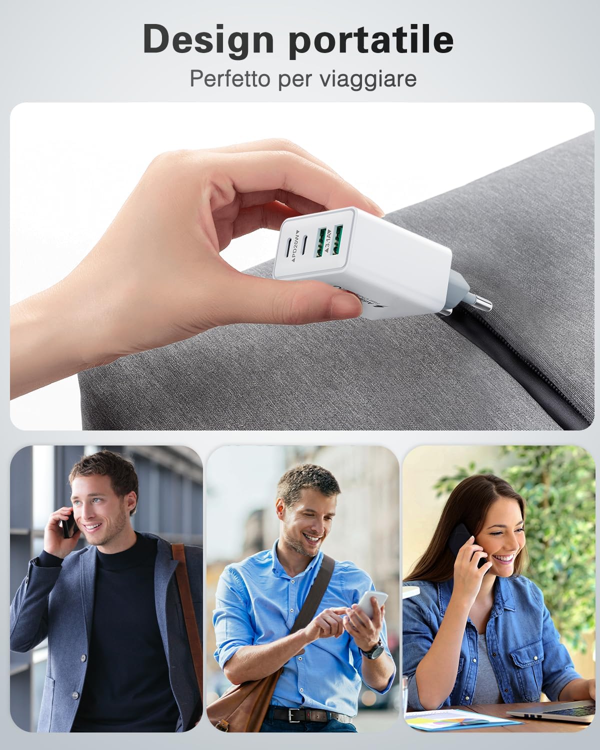 Caricatore USB C 40W 4 Porte con Ricarica Rapida (2-Pack) - immagine 6