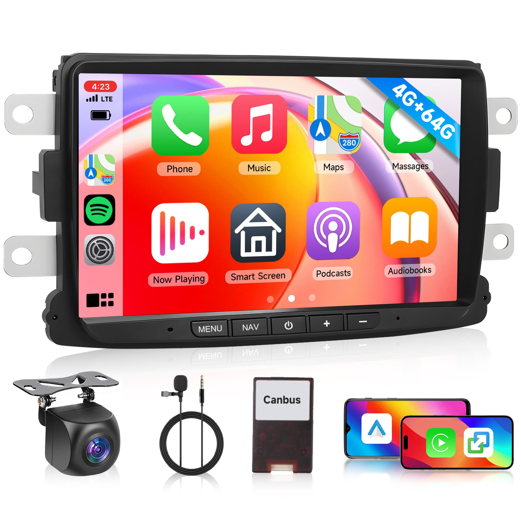 Autoradio Android per Renault Dacia Duster/Sandero/Logan 8" 4G+64G