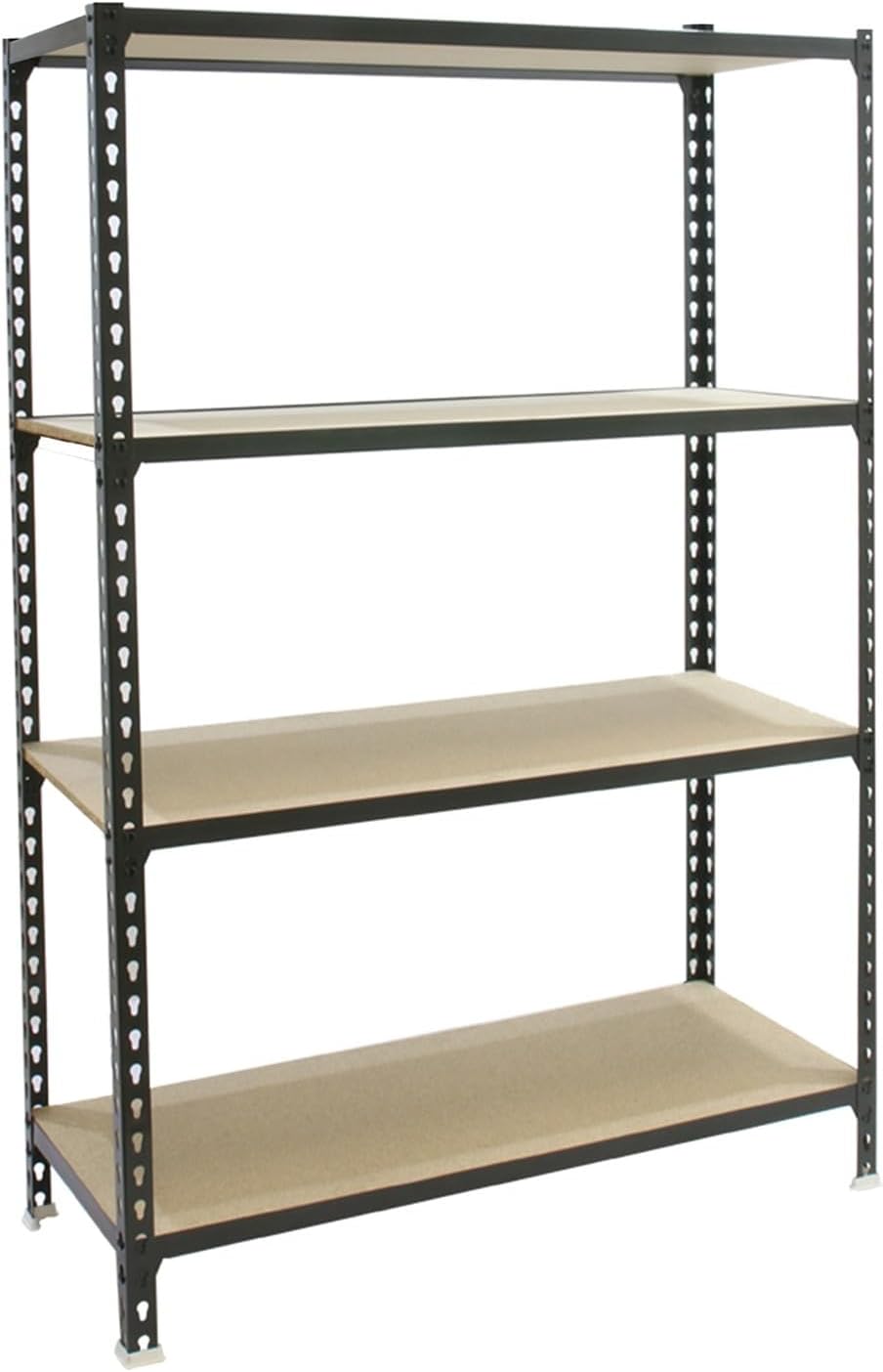 Simon Rack Scaffale Metallo Garage e 4 Ripiani, Capacità di Carico 150 kg e Punto di Flessione, 1500x1000x500 mm, Metallo, Scaffalatura per Garage, Antracite/Legno - Maderclick - immagine 1