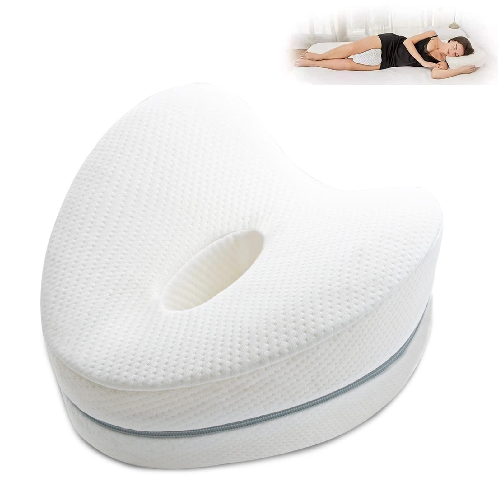 Lapono Cuscino per Gambe in Memory Foam, Bianco