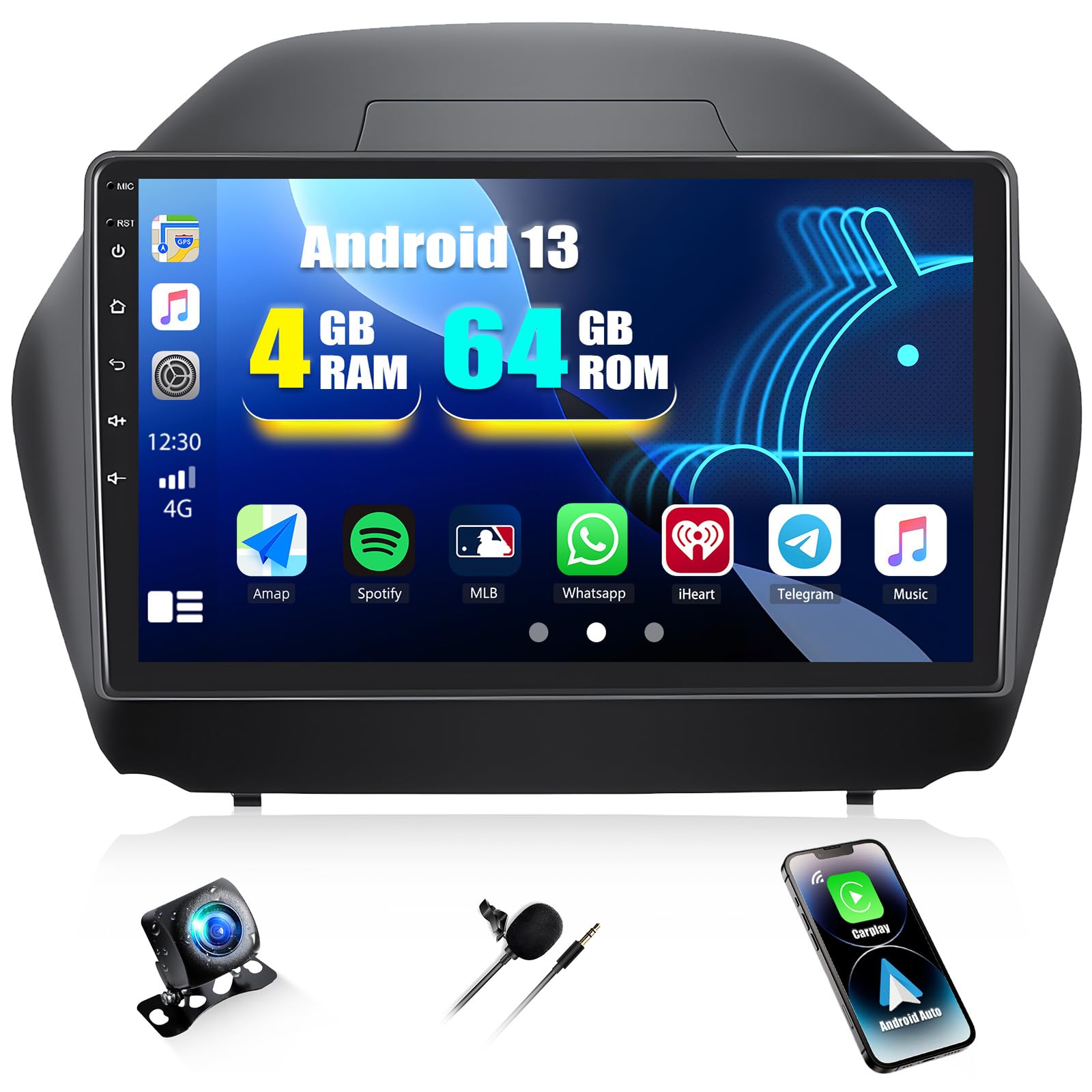 Camecho Autoradio 4+64G per Hyundai IX35 (2010-2015)