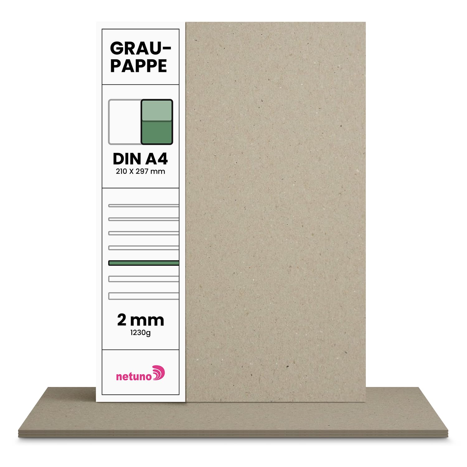Netuno 20x cartone grigio formato A4 21 x 29,7 cm 1230g 2 mm Cartoncino ...
