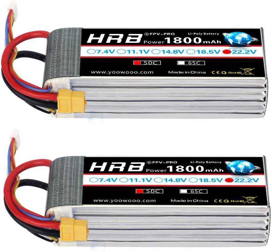 HRB 2pcs 1800mAh 6S 22.2V 50C LiPo Batteria XT60 - immagine 1