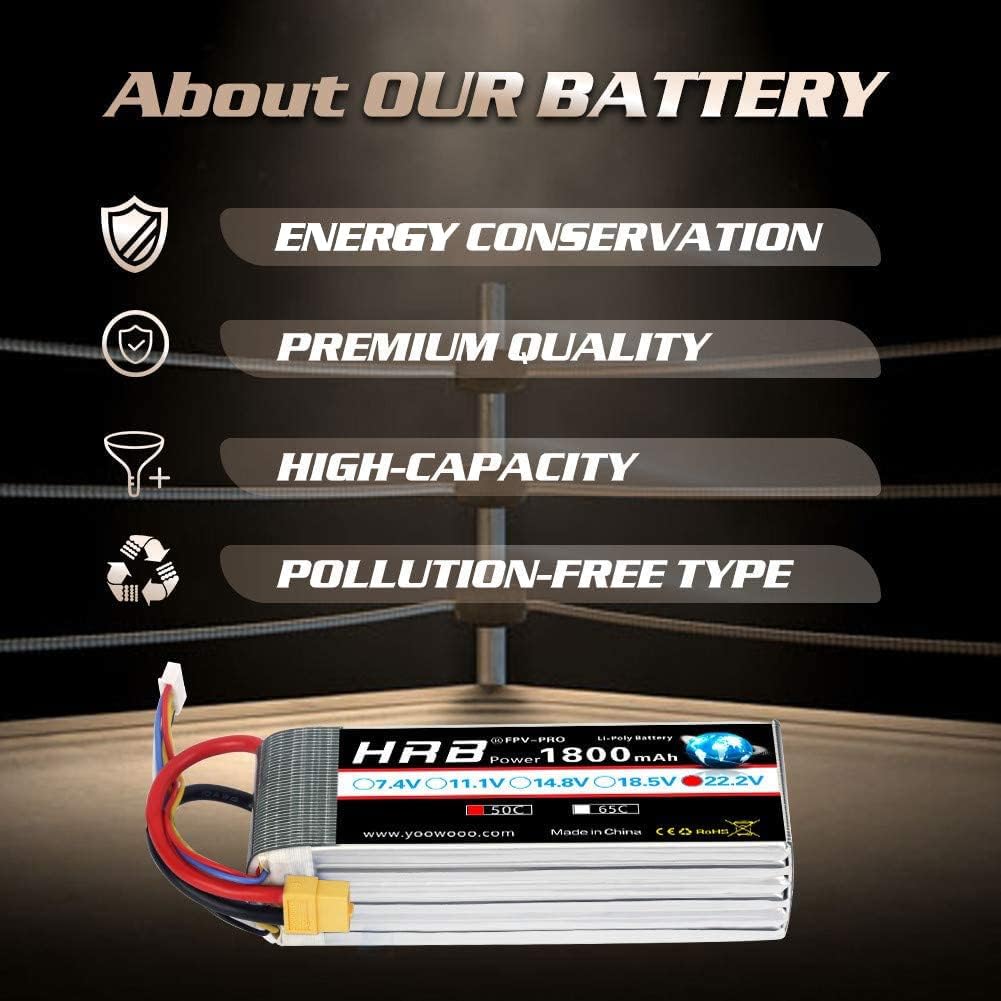 HRB 2pcs 1800mAh 6S 22.2V 50C LiPo Batteria XT60 - immagine 3