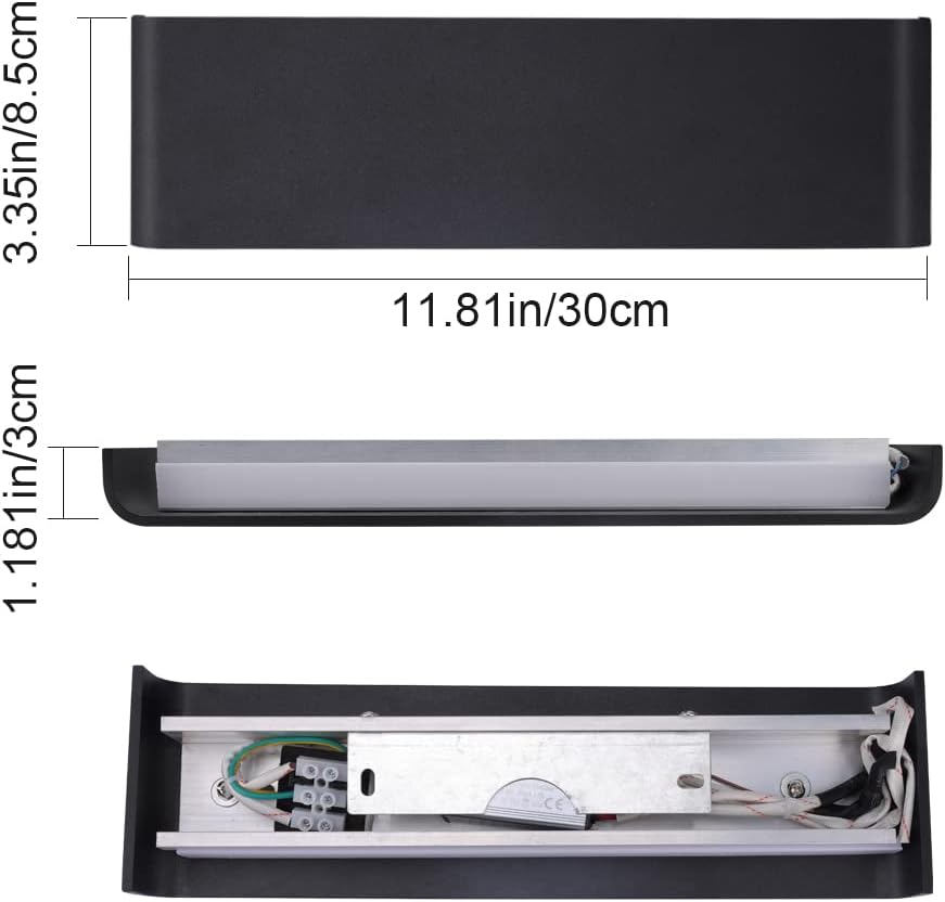 Klighten Applique da Parete Interno LED 10W 2 Pezzi, Nero - immagine 3