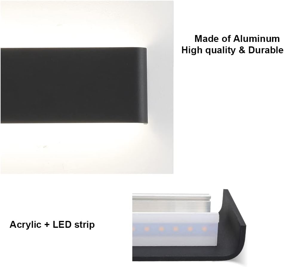 Klighten Applique da Parete Interno LED 10W 2 Pezzi, Nero - immagine 7