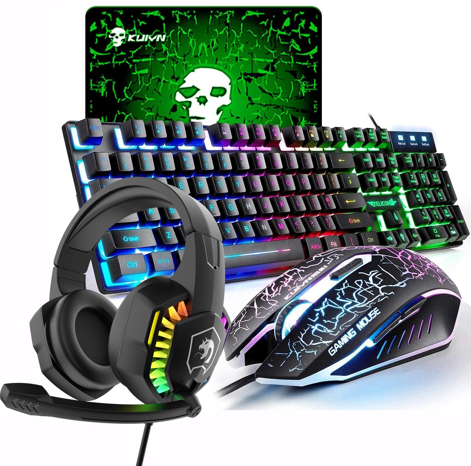 Lexonelec Set Tastiera e Mouse Gaming T6 Cablato, Nero