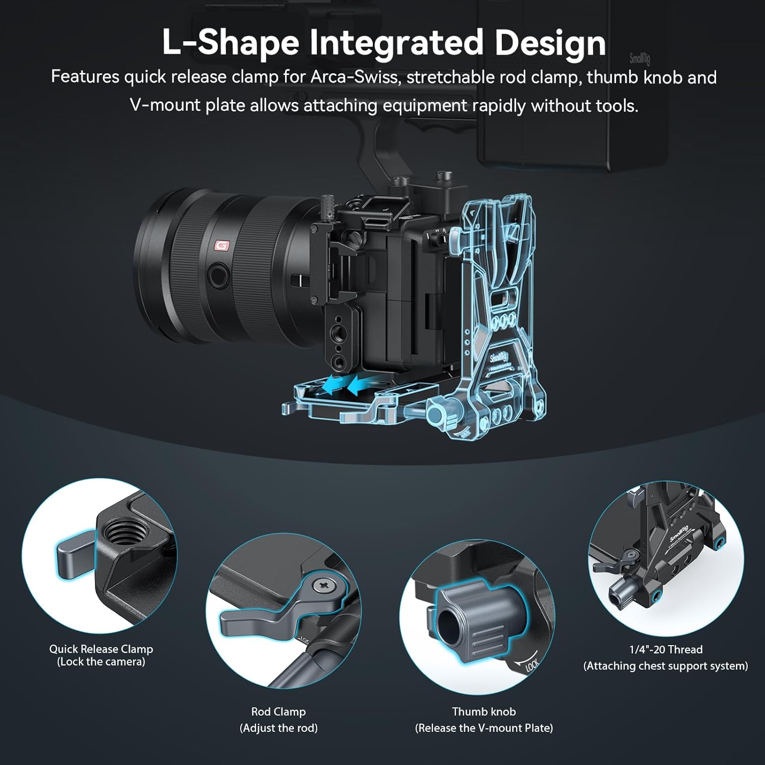 Smallrig Piastra Batteria Attacco a V per Arca - 4063B - immagine 2