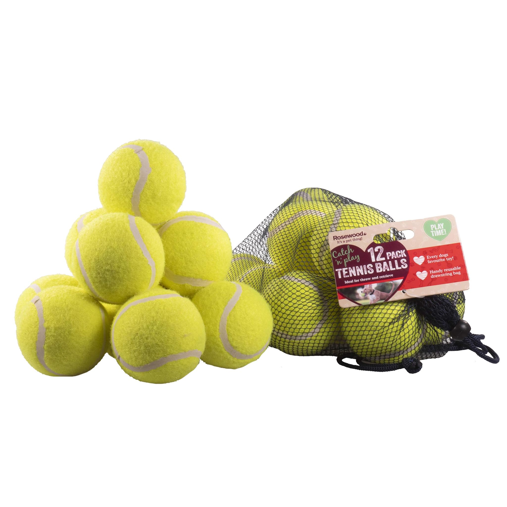 Rosewood 12 palline da tennis standard, giocattoli per cani
