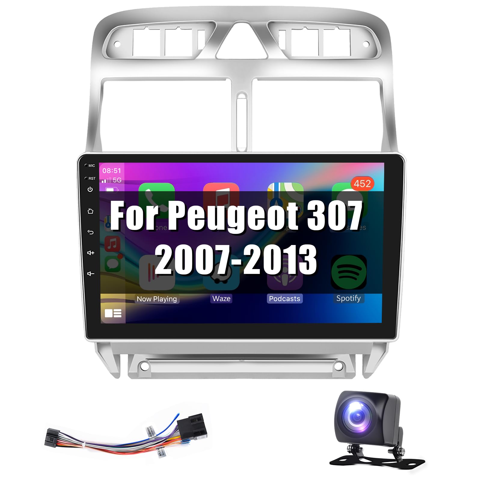 Hodozzy Android Autoradio 9" per Peugeot 307