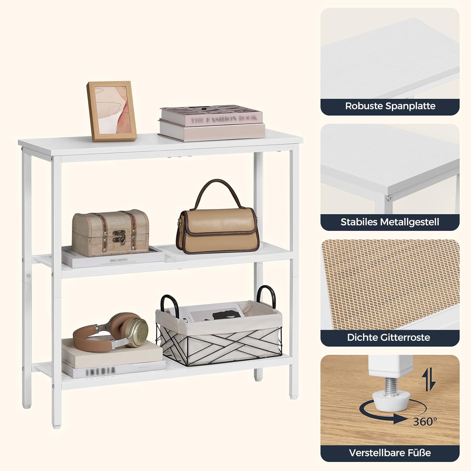 Hoobro Tavolo Console con 2 Ripiani Rete Metallica - immagine 5