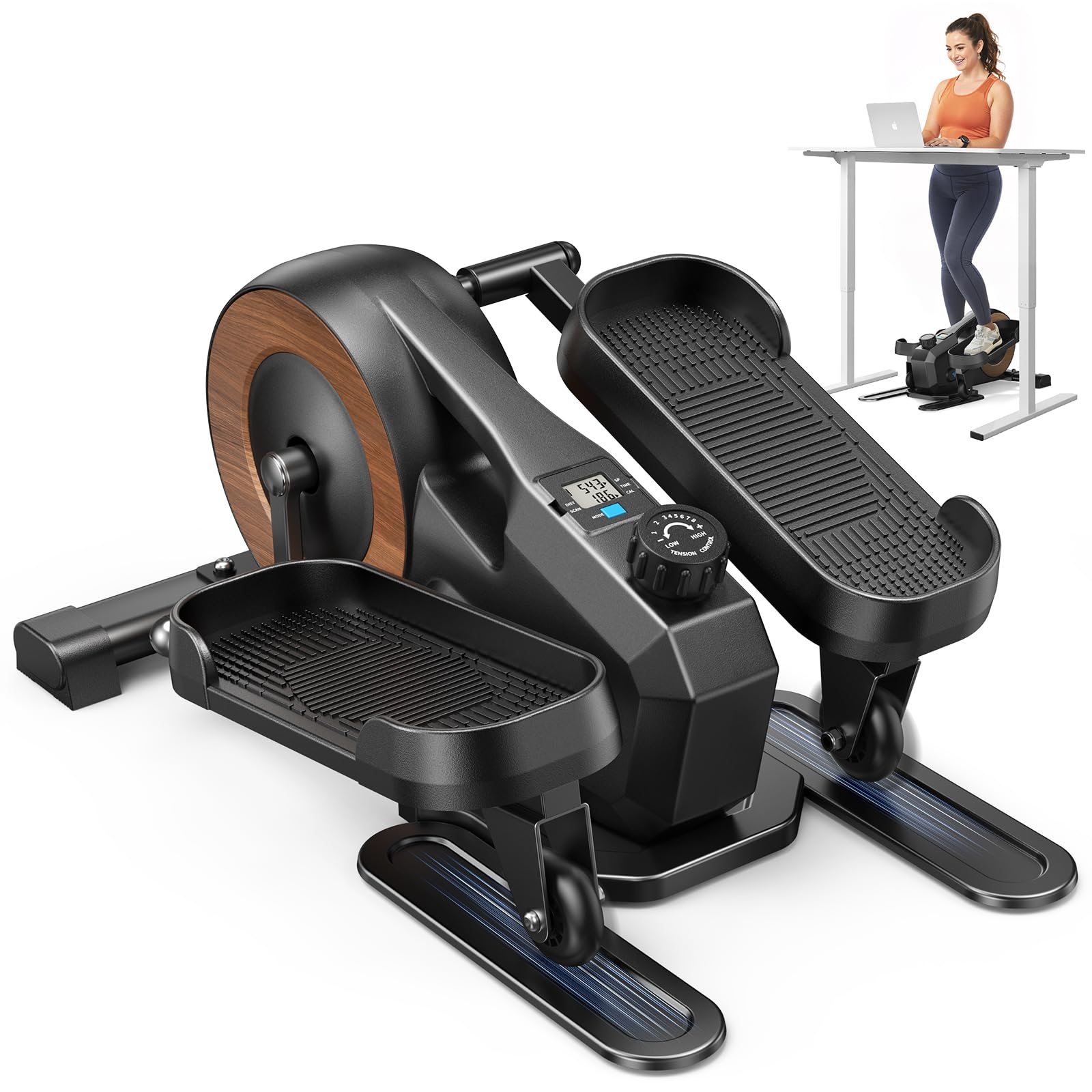 MERACH Mini trainer ellittico per casa, sottotanolo, elettrico, con telecomando, display, 12 velocità, passanti per gambe, silenziosi e portatili, per anziani, adulti