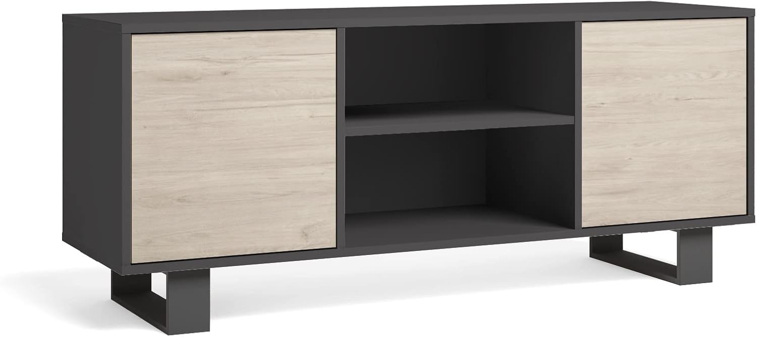 Skraut Home Mobile TV 140 con 2 porte, Wind Antracite/Rovere