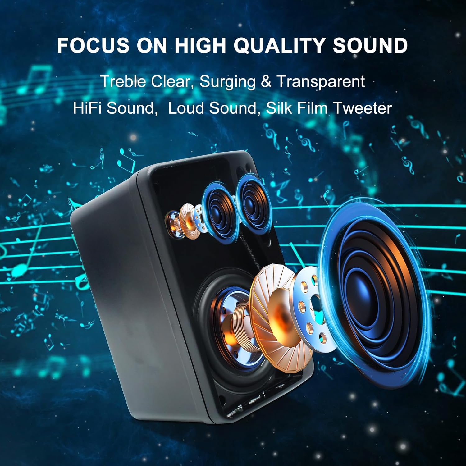 Herdio Altoparlanti da Esterno 3,5 Pollici 200W, Nero - immagine 2