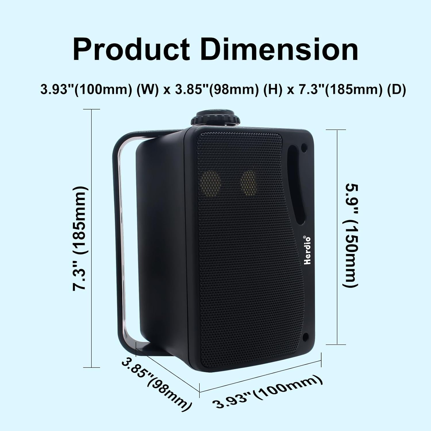 Herdio Altoparlanti da Esterno 3,5 Pollici 200W, Nero - immagine 5