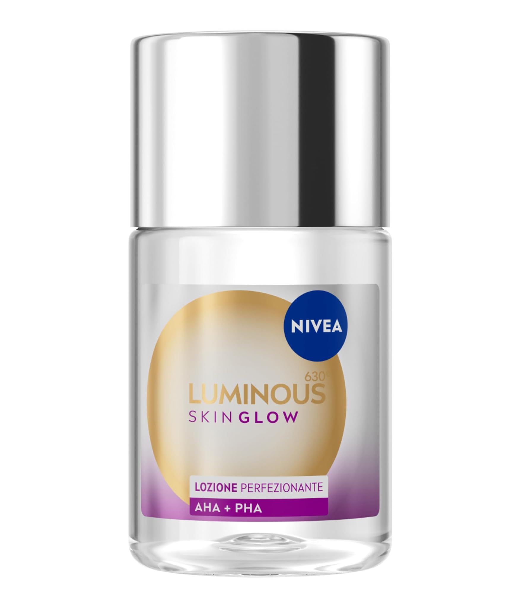 NIVEA Luminous630 Skin Glow Lozione Perfezionante 100 ml, Lozione esfoliante viso senza risciacquo per una luminosità immediata e un incarnato uniforme, Tonico viso con AHA, PHA e Aloe Vera