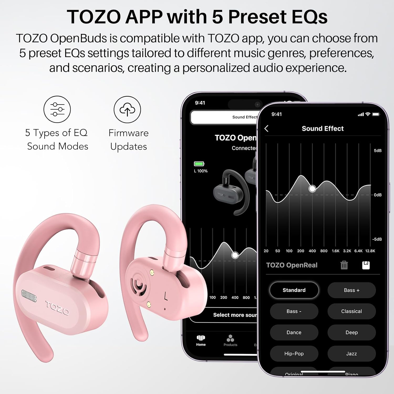 Tozo O2 Cuffie Bluetooth Sport Multipoint 10.5g, Rosa - immagine 5