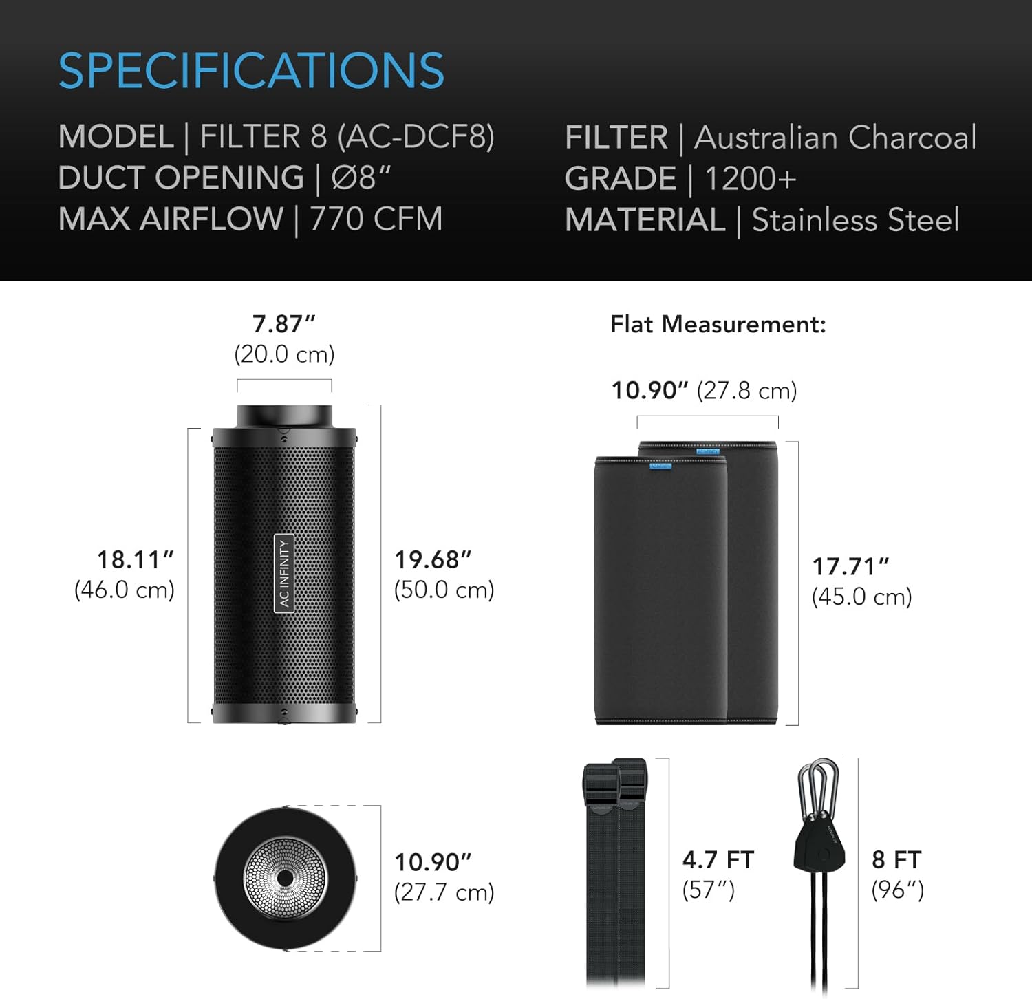 Ac Infinity Filtro Air Carbon 8" per Ventilatore - immagine 7