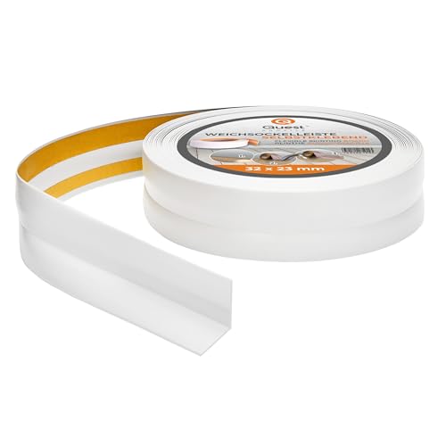 Quest Battiscopa Morbido Adesivo PVC 32x23mm, Bianco 25m