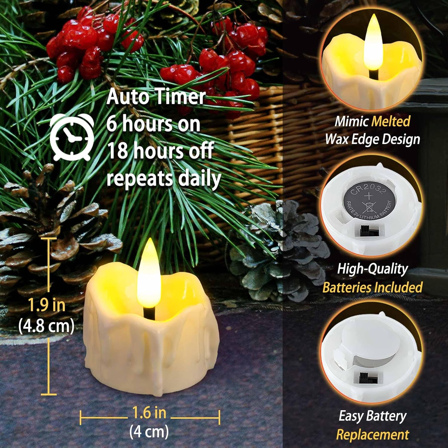 Confezione 48 Lumini LED a Batteria con Timer - immagine 4