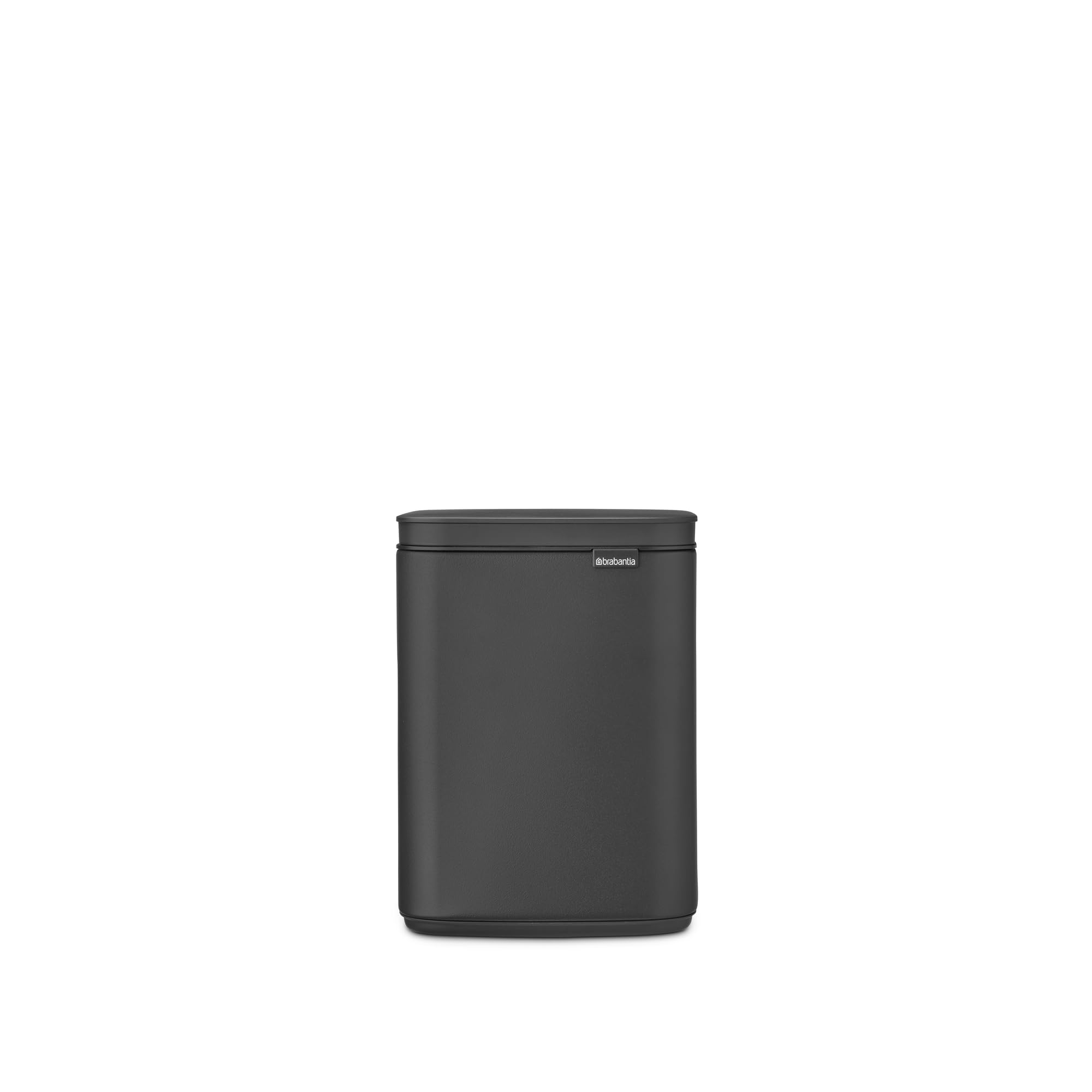 Brabantia Bo Pattumiera 4L | Rettangolare e compatto con coperchio Soft-Close, secchio interno rimovibile | Design montabile a parete o indipendente per bagno, cucina o ufficio | Mineral Infinite Grey