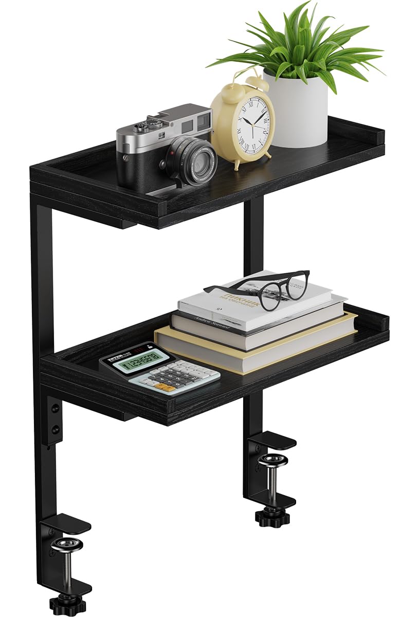 Thygiftree Mensola da Scrivania in Legno a 2 Livelli, Nero