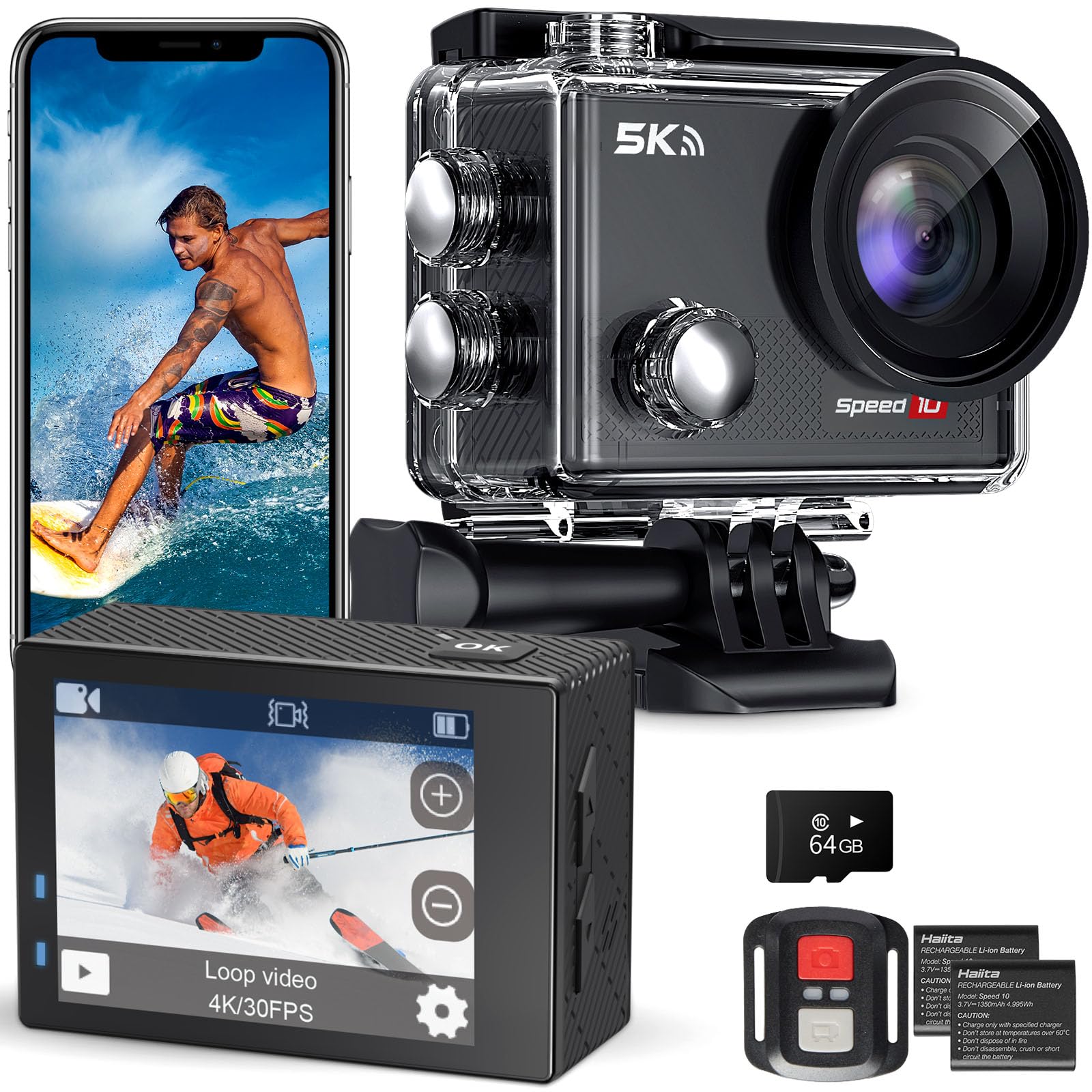 Speed 10 Action Cam 5K30FPS 30MP 40M Impermeabile