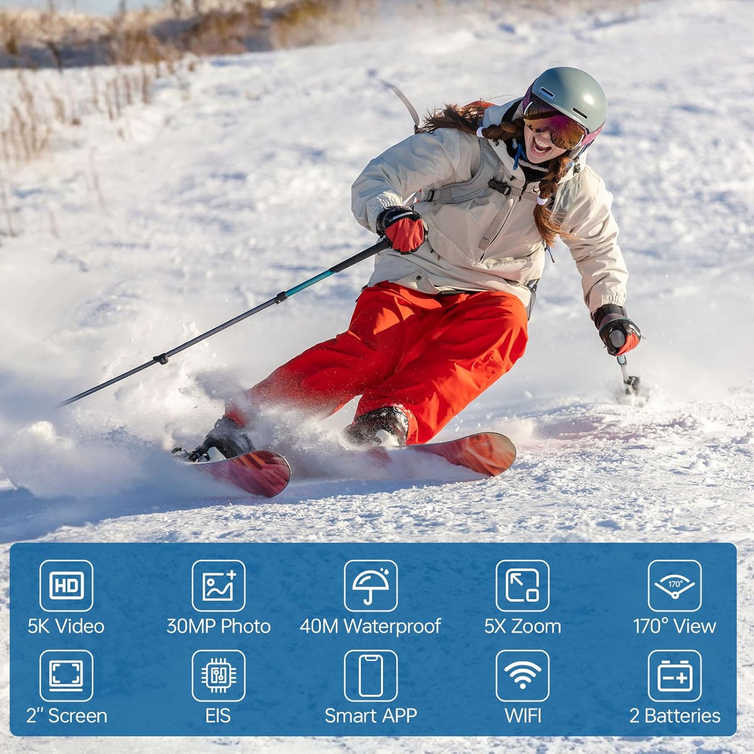 Speed 10 Action Cam 5K30FPS 30MP 40M Impermeabile - immagine 2