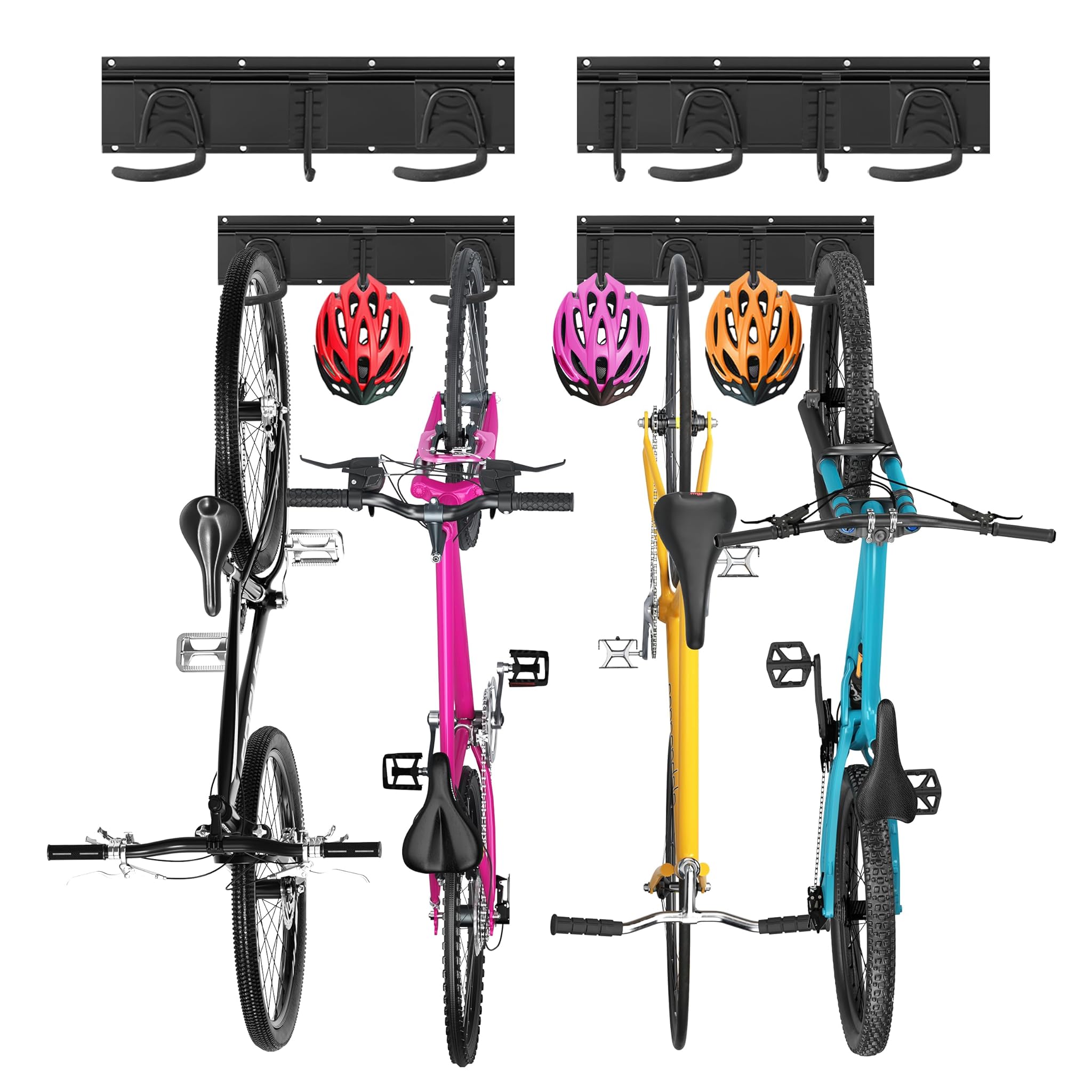 Sinoer Supporto da Parete per 4 Biciclette + 3 Caschi