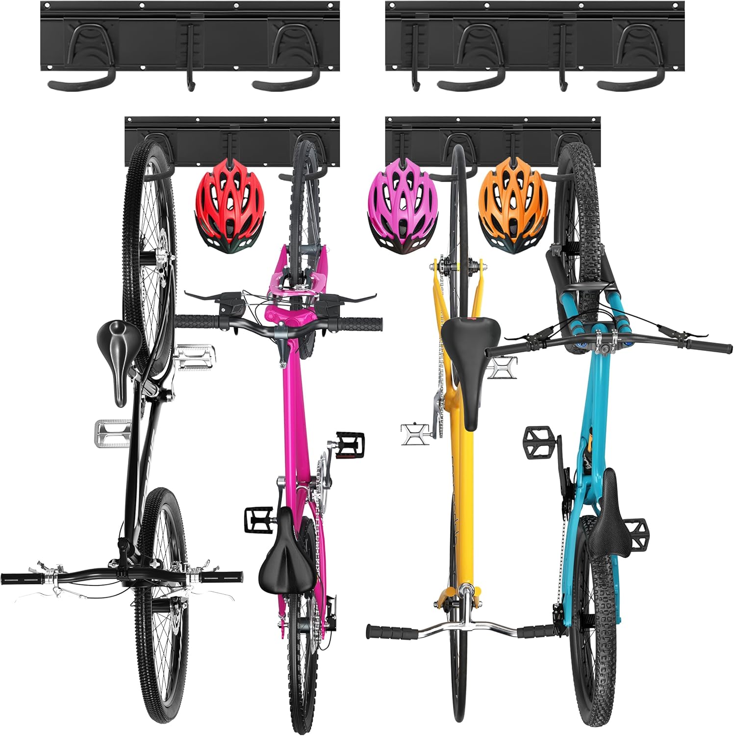 Sinoer Supporto da Parete per 4 Biciclette + 3 Caschi - immagine 1