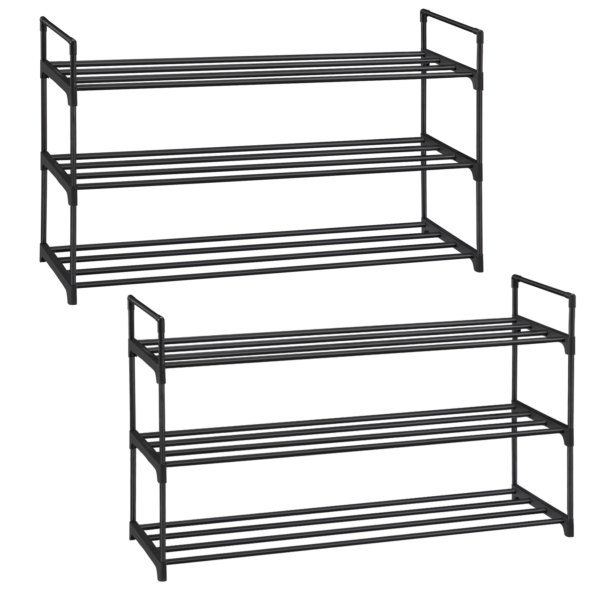 Songmics Scarpiera a 3 Ripiani in Metallo - Set di 2