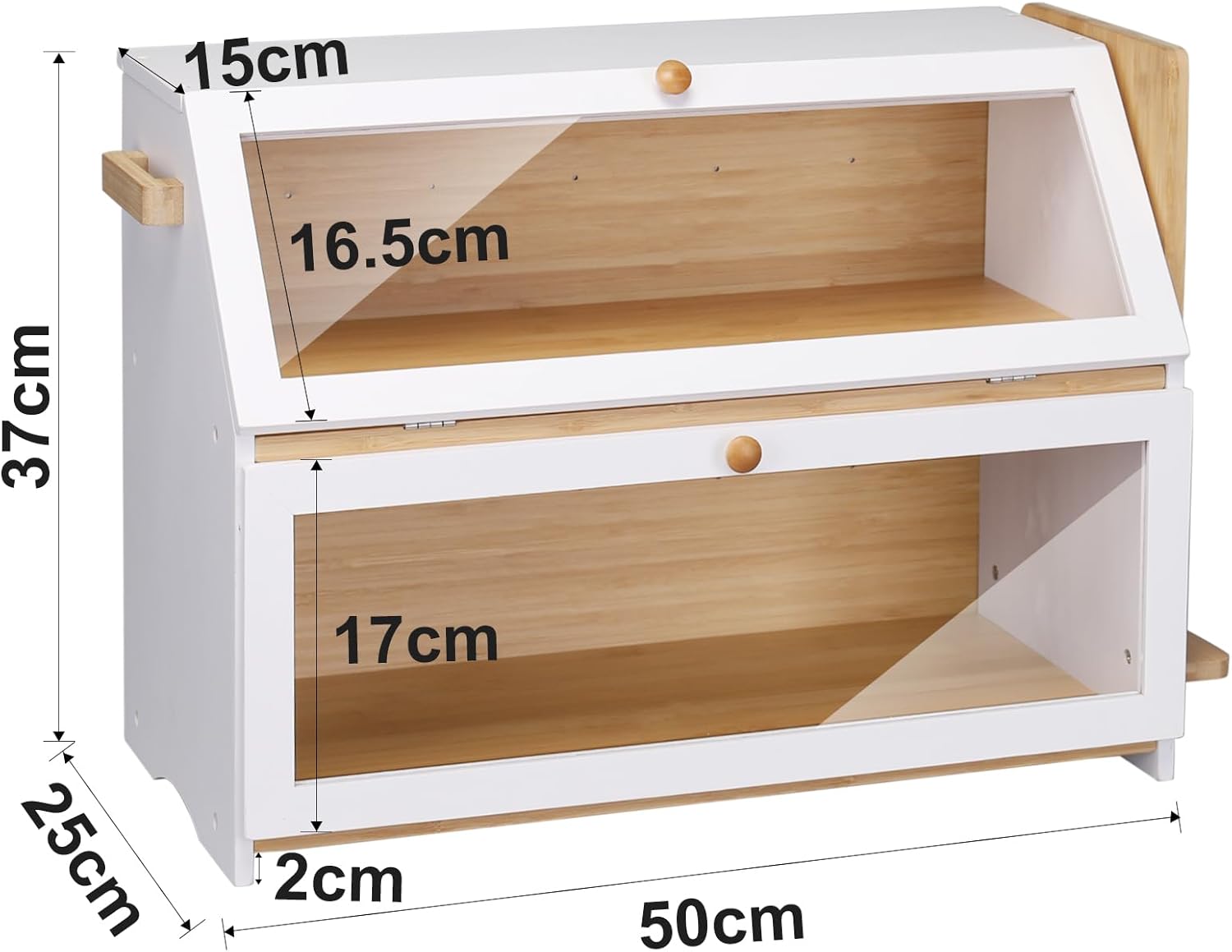 Leader Accessories Cestino Pane 2 Strati in Bambù, Bianco - immagine 5