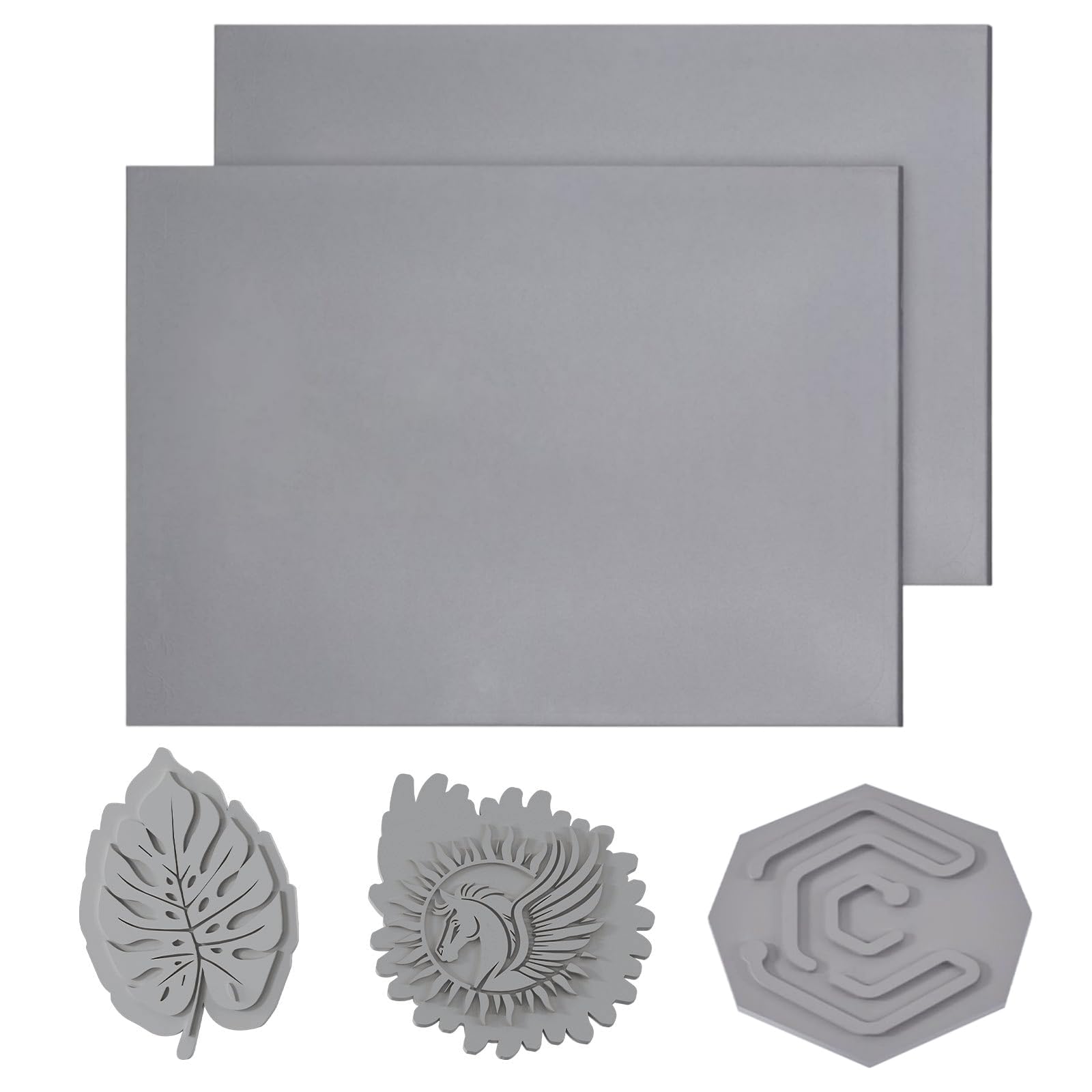2 Fogli Foglio per Timbri in Gomma per Incisione Laser, A4 31 * 22CM Gomma Grigia Cuscinetto Morbido per Inchiostro per Timbri, Blocchi per Intaglio Artigianale Fatti a Mano Spessi 2,3 mm