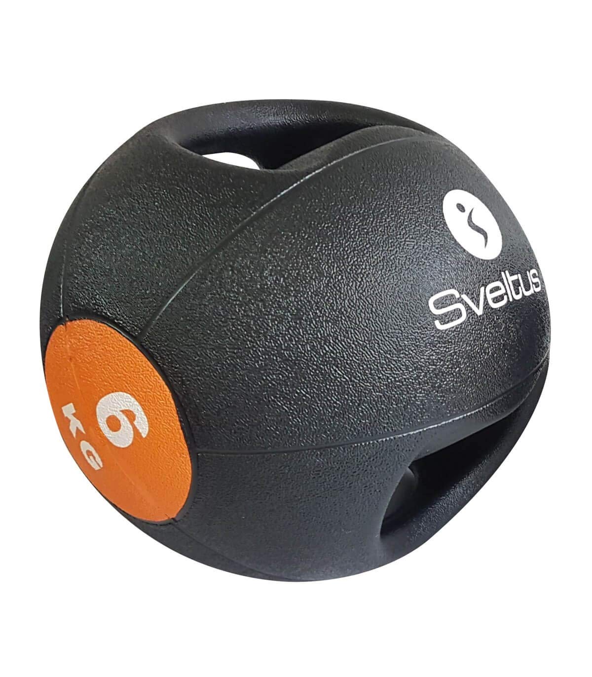 Sveltus Médecine Ball 6kg con Maniglie, Nero/Arancione
