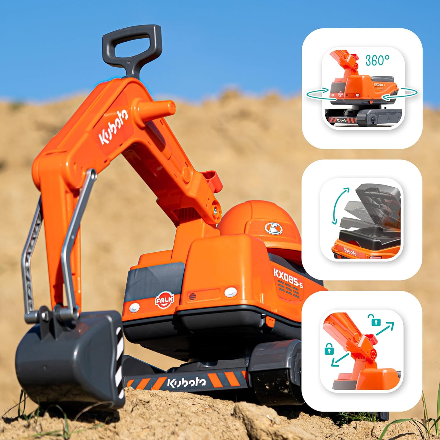 Falk - Escavatore Kubota per Bambini da 3 Anni - immagine 3