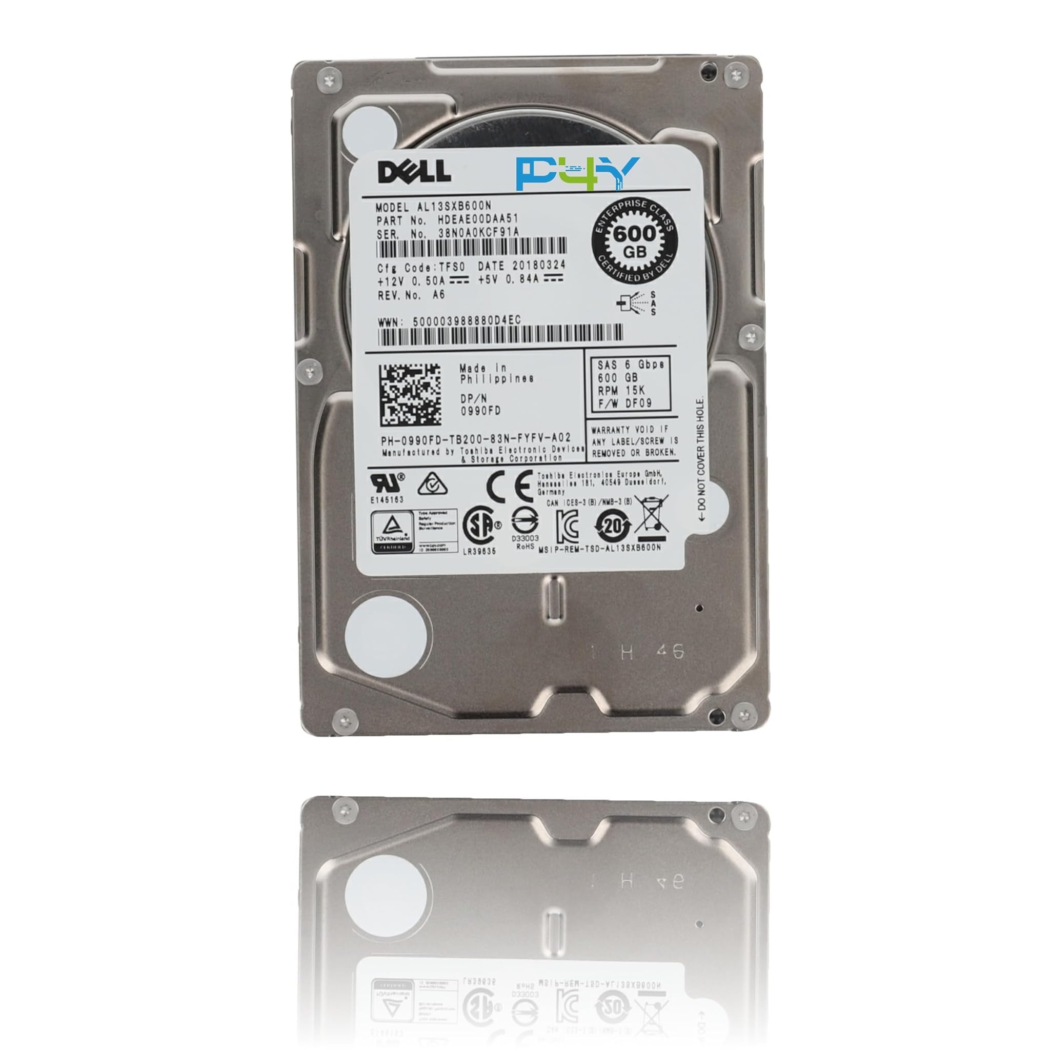 P4y HDD 600GB SAS 15K RPM 6G/s 2.5" per Dell