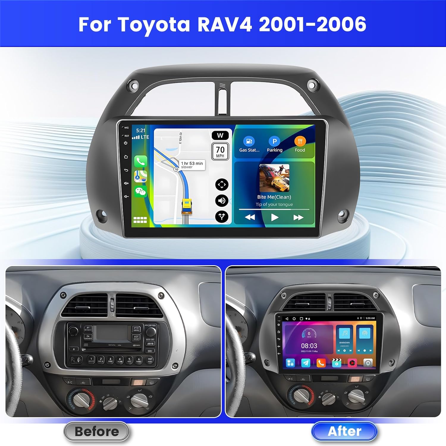 Inefala Android 15 Autoradio per Toyota RAV4 2001-2006 - immagine 2