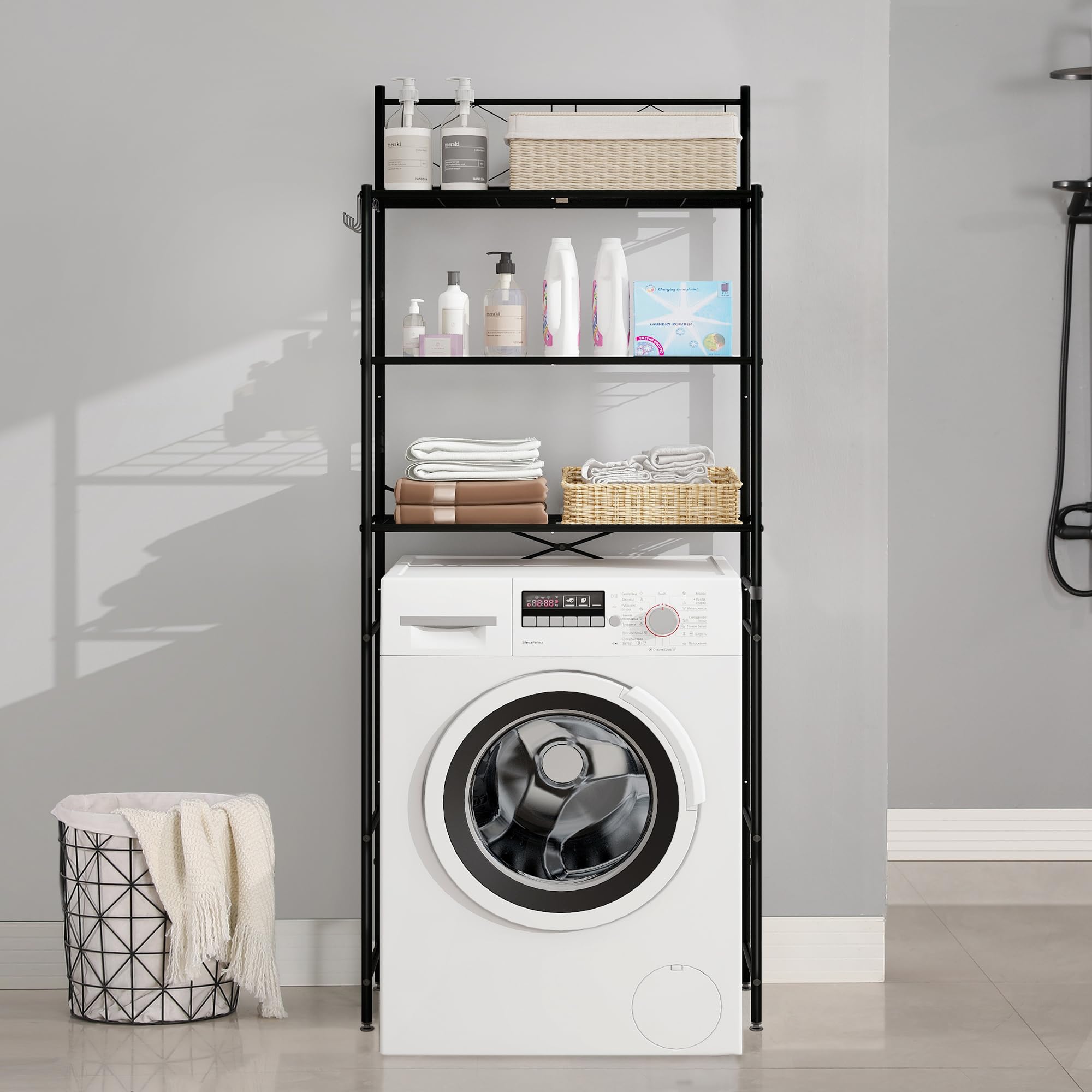 Mallboo Ripiano Superiore per Lavatrice 3 Ripiani, Nero