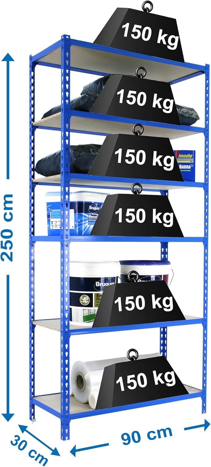 Simon Rack Scaffale Metallo Garage 6 Ripiani 150kg - immagine 3