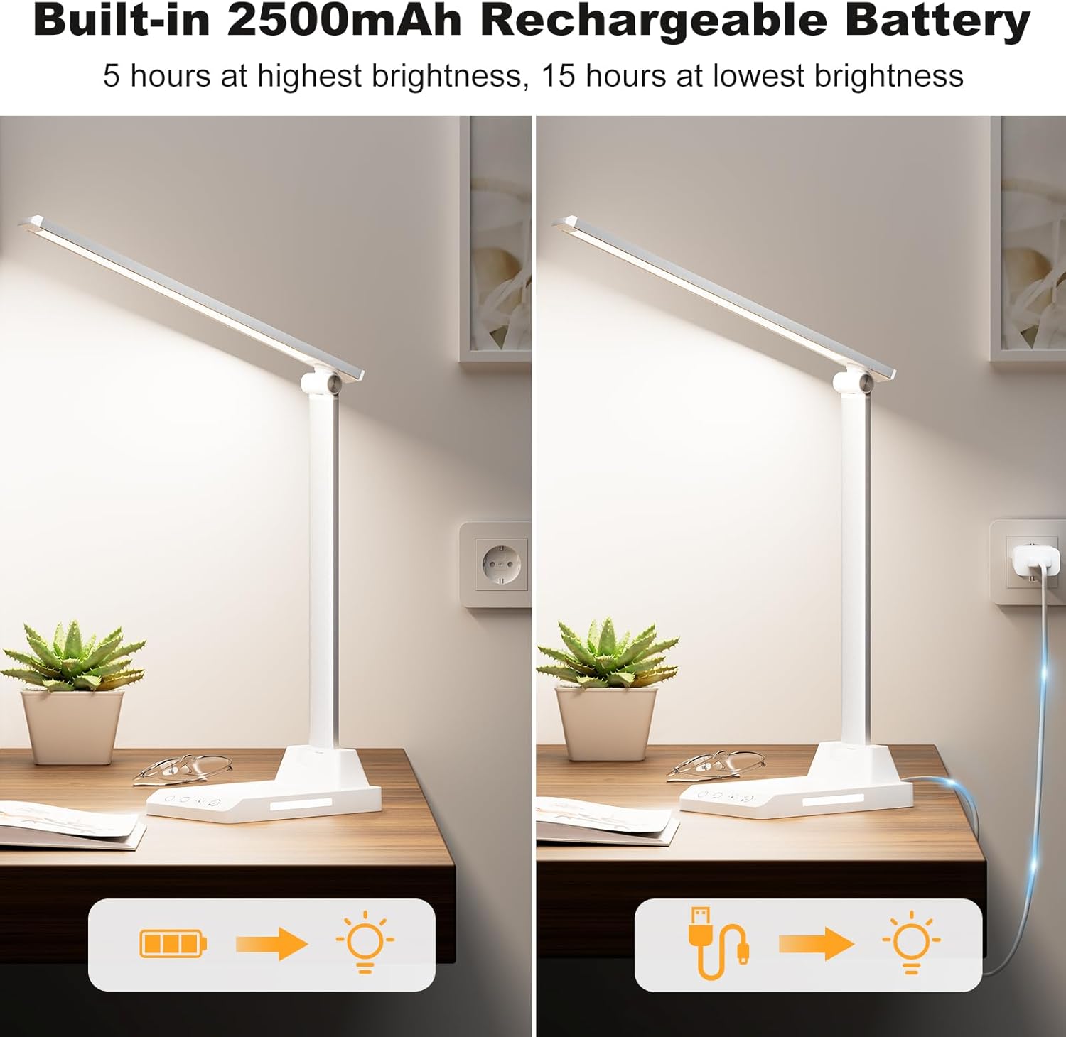 Lampada da Tavolo Senza Fili 2500mAh USB - immagine 3