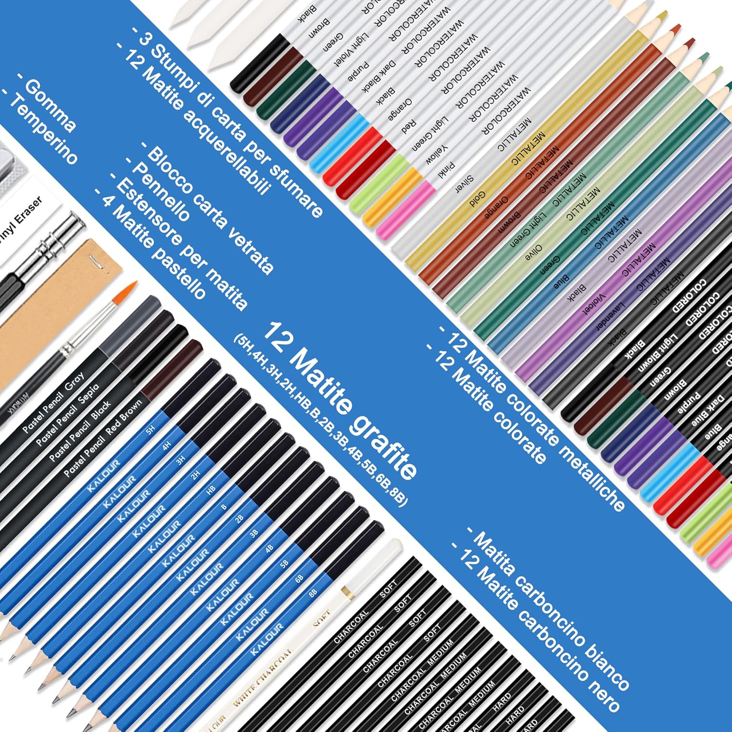 Kalour 76 Kit di Disegno e Schizzo con Taccuino - immagine 3