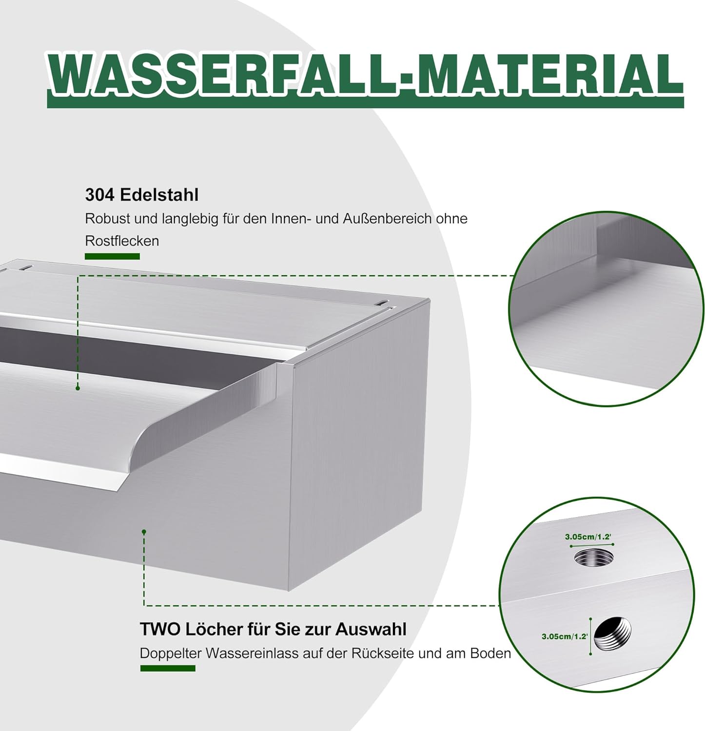 Longrunnew Pallet per Laghetto in Acciaio Inox - immagine 5